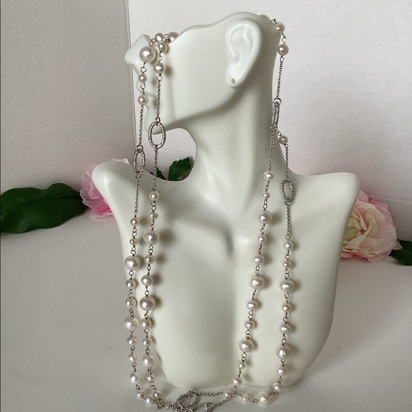 STERLING 40” PEARL NECKLACE - Picture 8 of 8